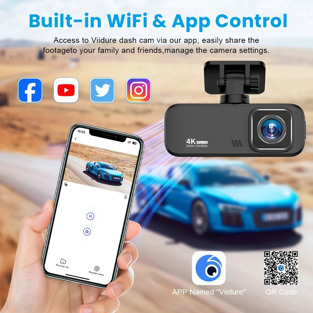 Experience Unmatched Clarity with the Ultra HD 4K Dash Cam Mini - Your Ultimate Driving Companion with WiFi, GPS, and Night Vision!