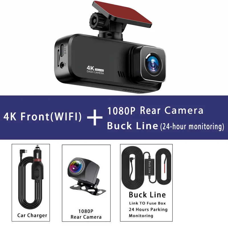 Experience Unmatched Clarity with Our UHD 4K Dash Cam: Front and Rear Cameras for Ultimate Safety!